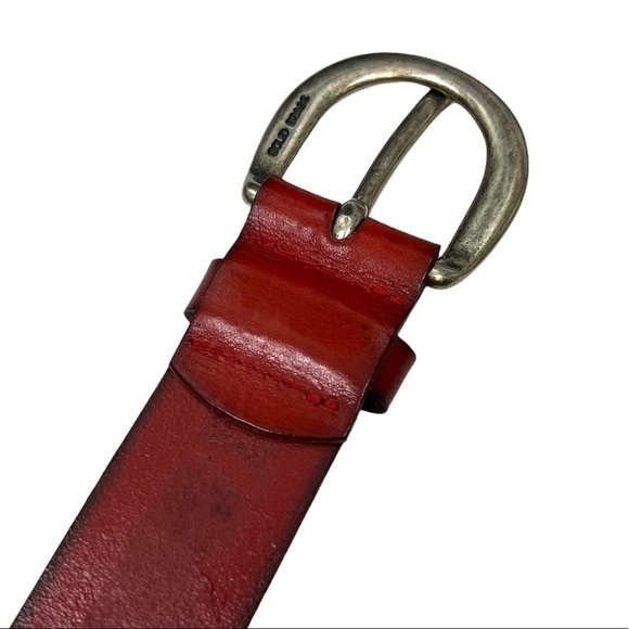 FOSSIL Belt Genuine Leather Red Grommets Embellished Emo Grunge Y2K Size Medium - Picture 7 of 10